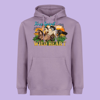 Free Spirit Wild Heart 3 Horses Heavyweight Hoodie Designed By Lillyallendesigns