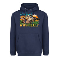Navy free spirit wild heart 3 horses Heavyweight Hoodie - LillyAllenDesigns