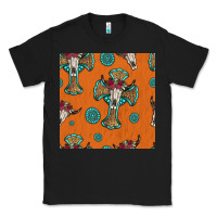 Black western cross and bull skull seamless pattern Classic Tee - HRA Design Shop