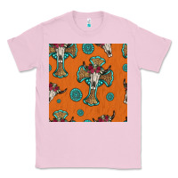 Bubblegum Pink western cross and bull skull seamless pattern Classic Tee - HRA Design Shop