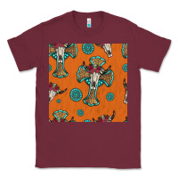 Burgundy western cross and bull skull seamless pattern Classic Tee - HRA Design Shop