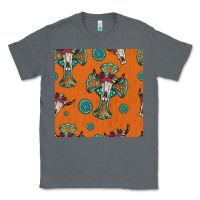 Charcoal Heather western cross and bull skull seamless pattern Classic Tee - HRA Design Shop