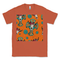 Copper western cross and bull skull seamless pattern Classic Tee - HRA Design Shop