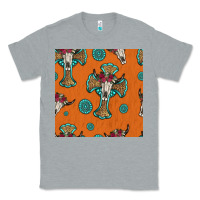 Heather Grey western cross and bull skull seamless pattern Classic Tee - HRA Design Shop