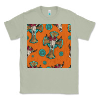 Matcha western cross and bull skull seamless pattern Classic Tee - HRA Design Shop