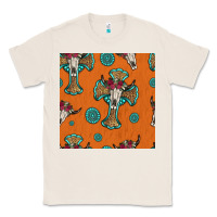 Natural western cross and bull skull seamless pattern Classic Tee - HRA Design Shop