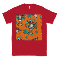 Red western cross and bull skull seamless pattern Classic Tee - HRA Design Shop