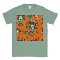Western Cross And Bull Skull Seamless Pattern Classic Tee | Teevron