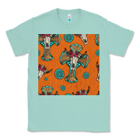 Seafoam western cross and bull skull seamless pattern Classic Tee - HRA Design Shop
