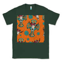 Sports Green western cross and bull skull seamless pattern Classic Tee - HRA Design Shop