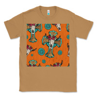Toasted Coconut western cross and bull skull seamless pattern Classic Tee - HRA Design Shop