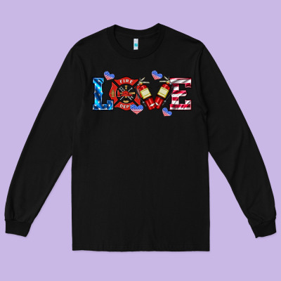 Firefighter Love Long Sleeve Tee Designed By Hra Design Shop