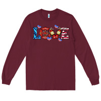 Burgundy firefighter love Long Sleeve Tee - HRA Design Shop