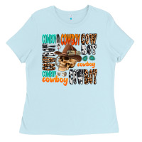 Baby Blue cowboy Ladies Tee - AdoDesignShop