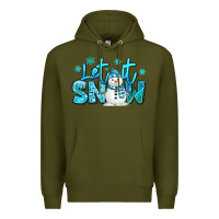 Army Green let it snow winter snowman Premium Hoodie - MaliasSmallBusiness