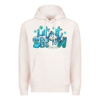 Pale Pink let it snow winter snowman Premium Hoodie - MaliasSmallBusiness