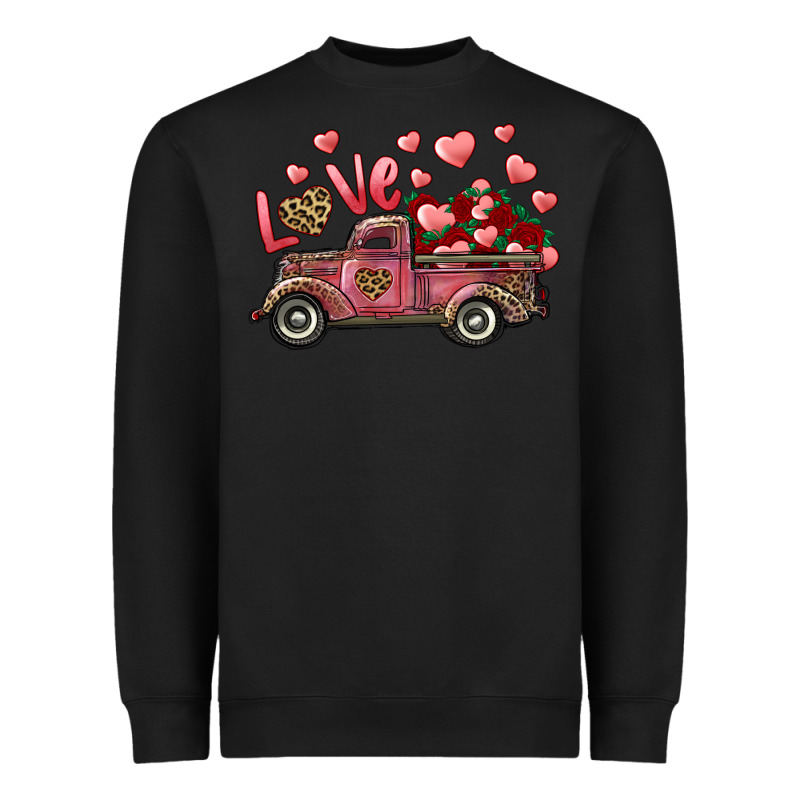 Love Truck With Roses And Leopard Heavyweight Sweatshirt by RanaPortraitStore | Teevron