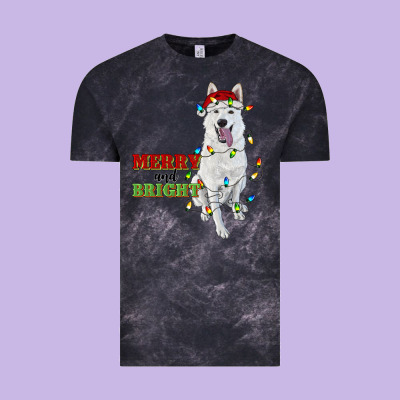 Merry And Bright White Shepherd Vintage Tee Designed By Ranaportraitstore