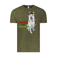Vintage Olive merry and bright white shepherd Vintage Tee - RanaPortraitStore