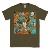 Army Green western bull skull seamless pattern Classic Tee - HRA Design Shop