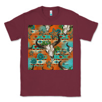 Burgundy western bull skull seamless pattern Classic Tee - HRA Design Shop