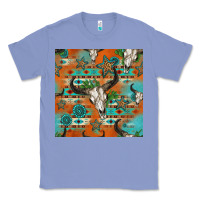 Colony Blue western bull skull seamless pattern Classic Tee - HRA Design Shop