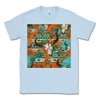 Dusty Blue western bull skull seamless pattern Classic Tee - HRA Design Shop