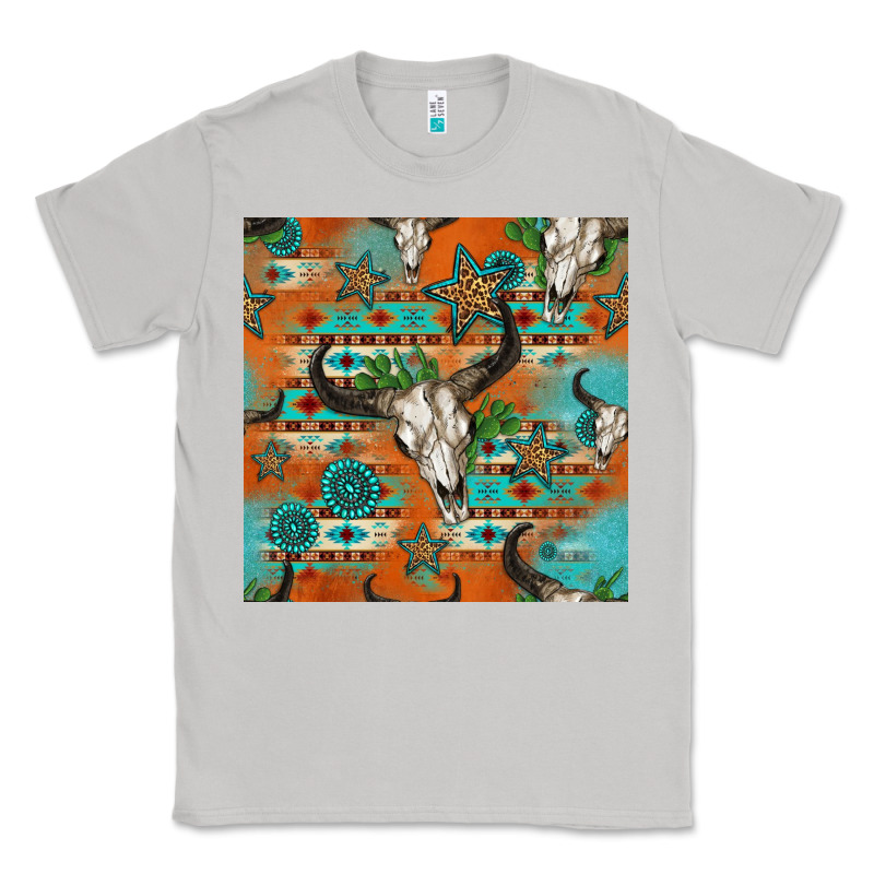 Western Bull Skull Seamless Pattern Classic Tee by HRA Design Shop | Teevron
