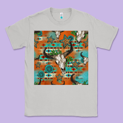 Western Bull Skull Seamless Pattern Classic Tee Designed By Hra Design Shop