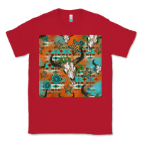 Red western bull skull seamless pattern Classic Tee - HRA Design Shop