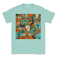 Seafoam western bull skull seamless pattern Classic Tee - HRA Design Shop