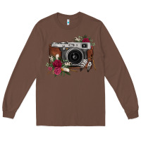 Chestnut floral feather vintage camera Long Sleeve Tee - FaDigitalArtStudio