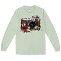 Matcha floral feather vintage camera Long Sleeve Tee - FaDigitalArtStudio