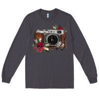 Smoke floral feather vintage camera Long Sleeve Tee - FaDigitalArtStudio
