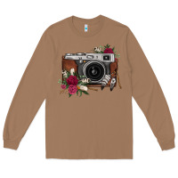 Toasted Coconut floral feather vintage camera Long Sleeve Tee - FaDigitalArtStudio