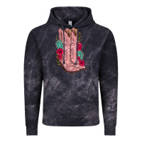 Cloud Black floral cowgirl boots Vintage Hoodie - texasbilliewilder
