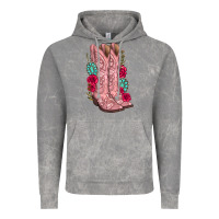Cloud Rock floral cowgirl boots Vintage Hoodie - texasbilliewilder