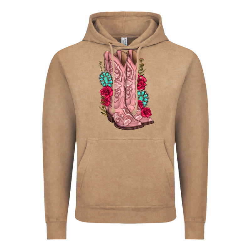 Floral Cowgirl Boots Vintage Hoodie by texasbilliewilder | Teevron