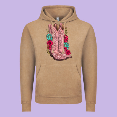 Vintage Hoodie floral cowgirl boots