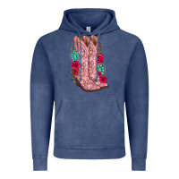 Vintage Denim floral cowgirl boots Vintage Hoodie - texasbilliewilder