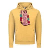 Vintage Mustard floral cowgirl boots Vintage Hoodie - texasbilliewilder