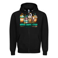 Black ocd obsessive cow disorder coffee cups Zipper Hoodie - Jasminsmagicworld