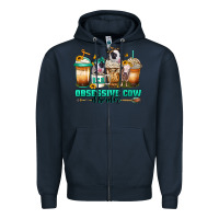 Navy ocd obsessive cow disorder coffee cups Zipper Hoodie - Jasminsmagicworld