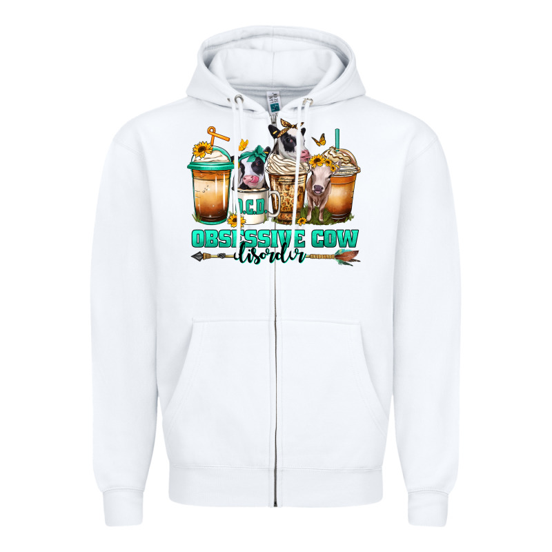 Ocd Obsessive Cow Disorder Coffee Cups Zipper Hoodie by Jasminsmagicworld | Teevron