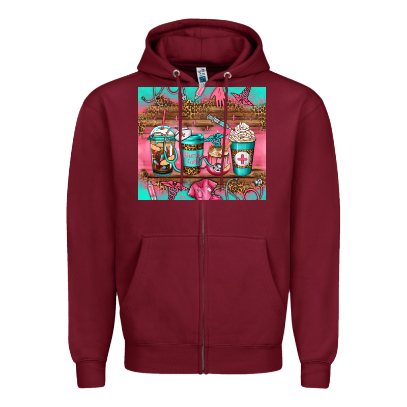 Nurse Fuel Coffee Cups Zipper Hoodie by Jasminsmagicworld | Teevron
