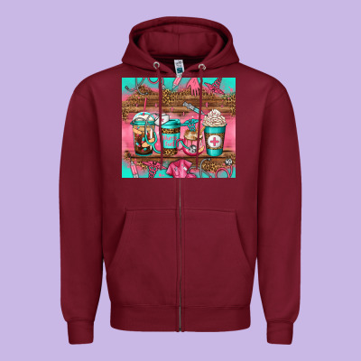 Nurse Fuel Coffee Cups Zipper Hoodie Designed By Jasminsmagicworld
