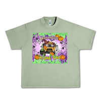 Oil Green Halloween School Bus Urban Heavy Tee - texasbilliewilder