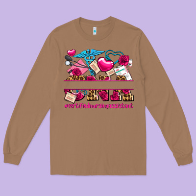 Valentines Day Cna Certified Nursing Assistant Long Sleeve Tee Designed By Adodesignshop