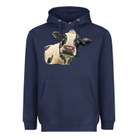 Navy holstein heifer face Heavyweight Hoodie - LillyAllenDesigns