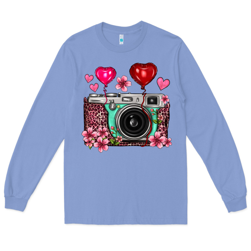 Floral Heart Pink Leopard Vintage Camera Long Sleeve Tee by FaDigitalArtStudio | Teevron